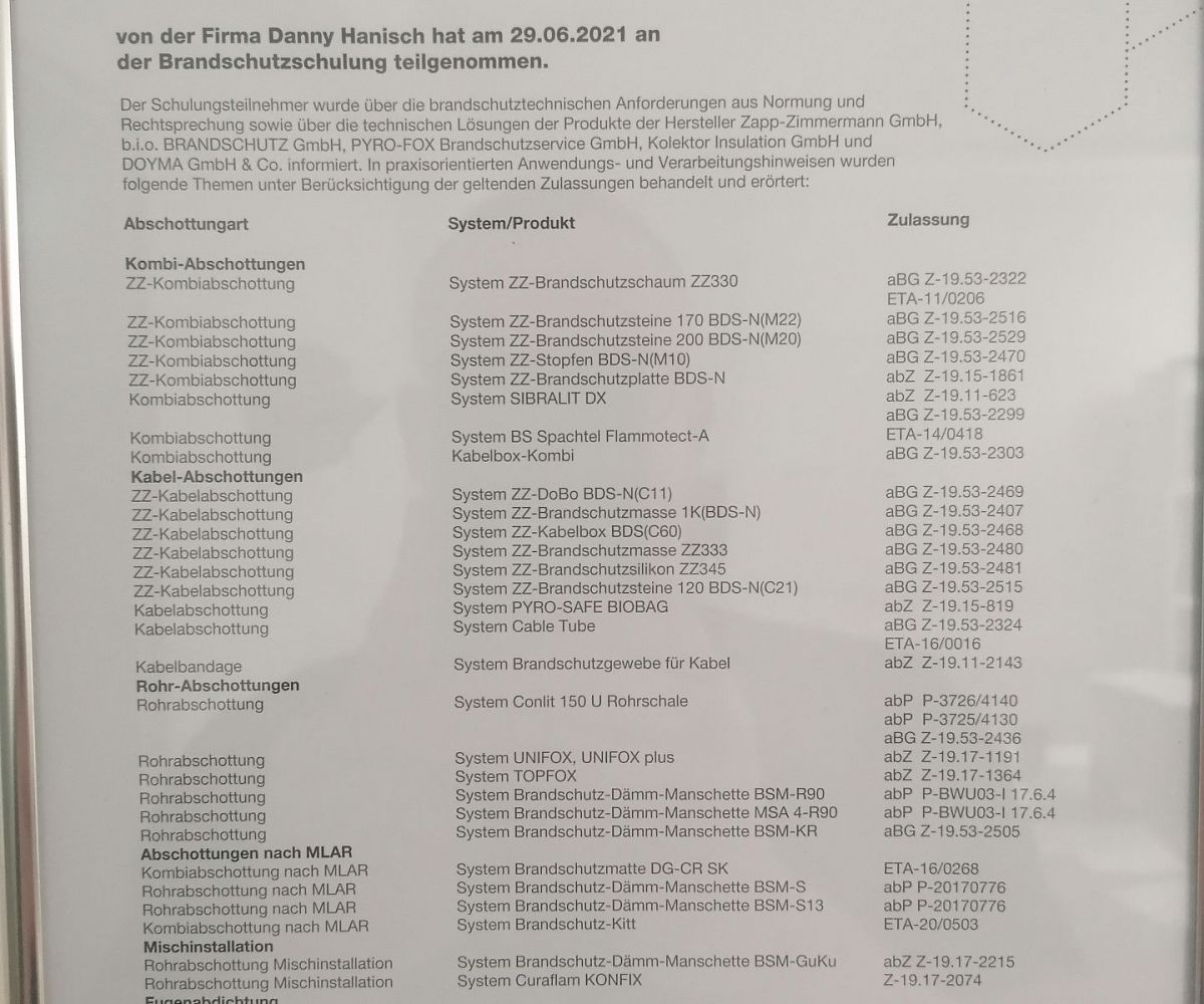 Schulungsnachweis
